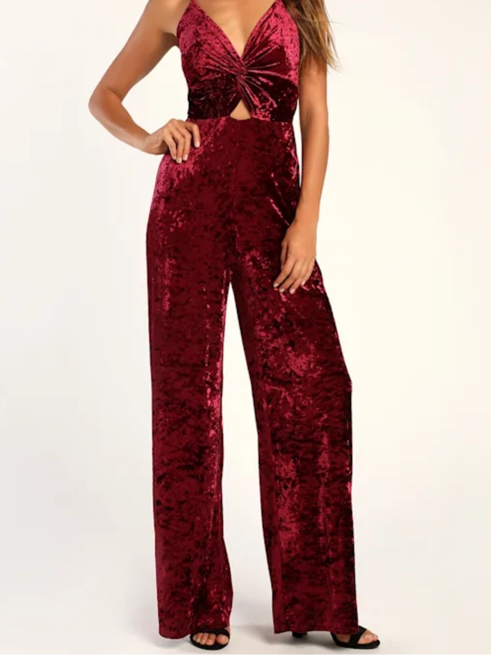 Lulus Wine Red Velvet Jumpsuit